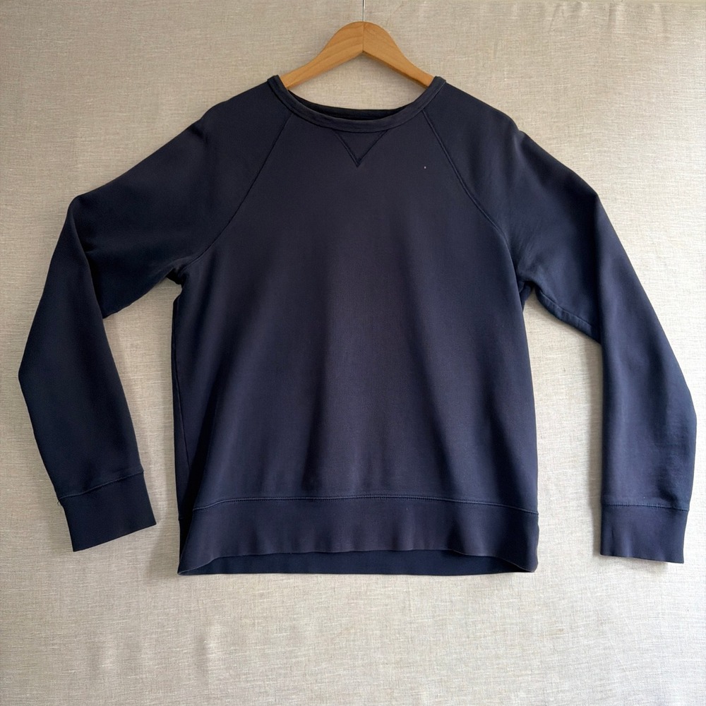 Everlane French Terry Raglan Sweatshirt Navy Blue Cotton Minimalist Medium